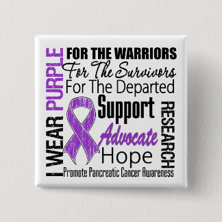 Pancreatic Cancer I Wear Purple Ribbon TRIBUTE 15 Cm Square Badge