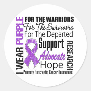 Pancreatic Cancer I Wear Purple Ribbon TRIBUTE Classic Round Sticker