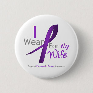 Pancreatic Cancer I Wear Purple Ribbon Wife 6 Cm Round Badge