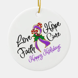Pancreatic Cancer Love Hope Holidays Ceramic Tree Decoration