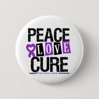 Pancreatic Cancer Peace Love Cure 6 Cm Round Badge