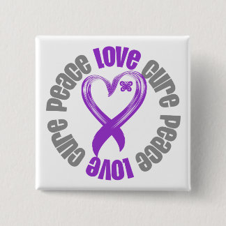 Pancreatic Cancer Peace Love Cure Ribbon 15 Cm Square Badge