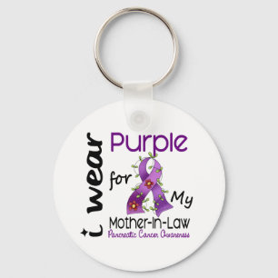 Pancreatic Cancer Purple For My Mother-In-Law 43 Key Ring