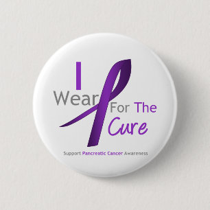 Pancreatic Cancer Purple Ribbon For The Cure 6 Cm Round Badge