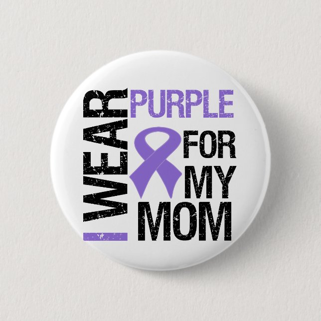 Pancreatic Cancer Purple Ribbon (Mum) 6 Cm Round Badge (Front)