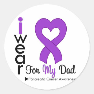 Pancreatic Cancer Purple Ribbon Support Dad Classic Round Sticker
