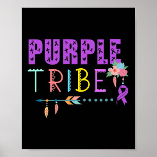 Pancreatic Cancer Purple Tribe Ribbon Awareness Wa Poster