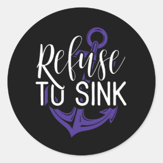 Pancreatic Cancer Refuse To Sink Purple Awareness Classic Round Sticker