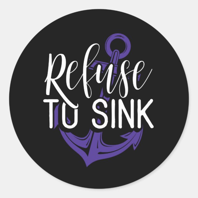 Pancreatic Cancer Refuse To Sink Purple Awareness Classic Round Sticker (Front)