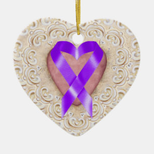 Pancreatic Cancer Ribbon From the Heart - SRF Ceramic Tree Decoration
