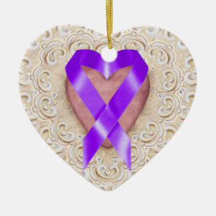 Pancreatic Cancer Ribbon From the Heart - SRF Ceramic Tree Decoration