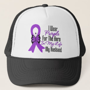 Pancreatic Cancer Ribbon My Hero My Husband Trucker Hat