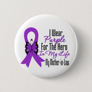 Pancreatic Cancer Ribbon My Hero My Mother in Law 6 Cm Round Badge