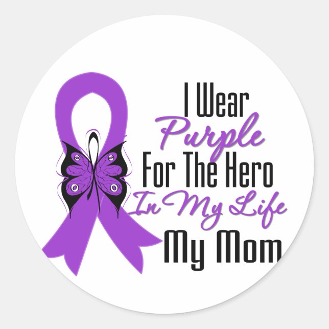 Pancreatic Cancer Ribbon My Hero My Mum Classic Round Sticker (Front)