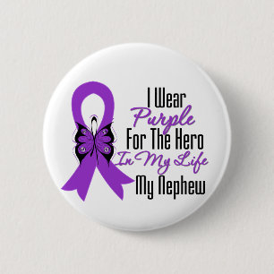 Pancreatic Cancer Ribbon My Hero My Nephew 6 Cm Round Badge