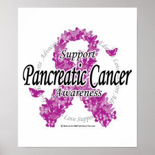 Pancreatic Cancer Ribbon of Butterflies Poster