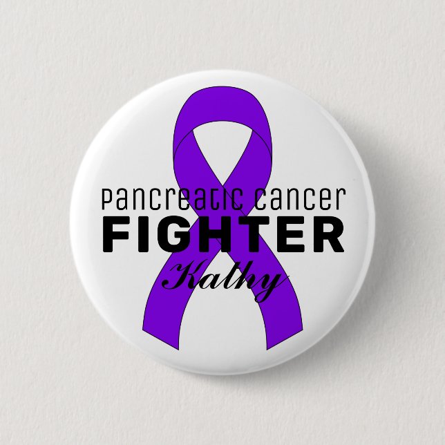 Pancreatic Cancer Ribbon White Button (Front)