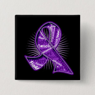 Pancreatic Cancer Slogan Watermark Ribbon 15 Cm Square Badge