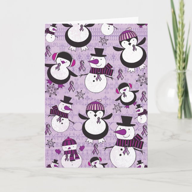 Pancreatic Cancer SNOWMAN Products Holiday Card (Front)