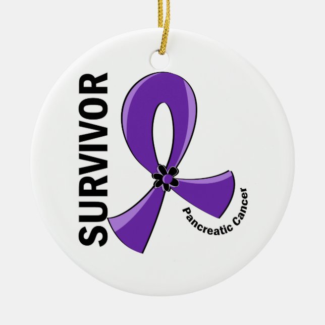 Pancreatic Cancer Survivor 12 Ceramic Tree Decoration (Front)