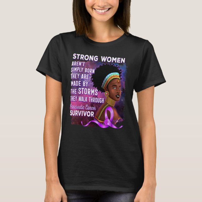 Pancreatic Cancer Survivor African American Womens T-Shirt (Front)