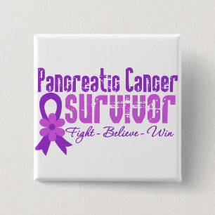 Pancreatic Cancer Survivor Flower Ribbon 15 Cm Square Badge