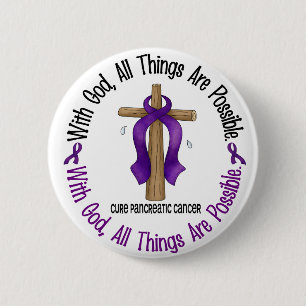 Pancreatic Cancer WITH GOD CROSS 1 6 Cm Round Badge