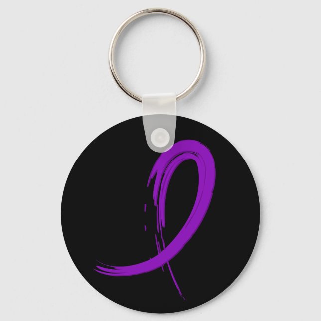 Pancreatic Cancer's Purple Ribbon A4 Key Ring (Front)