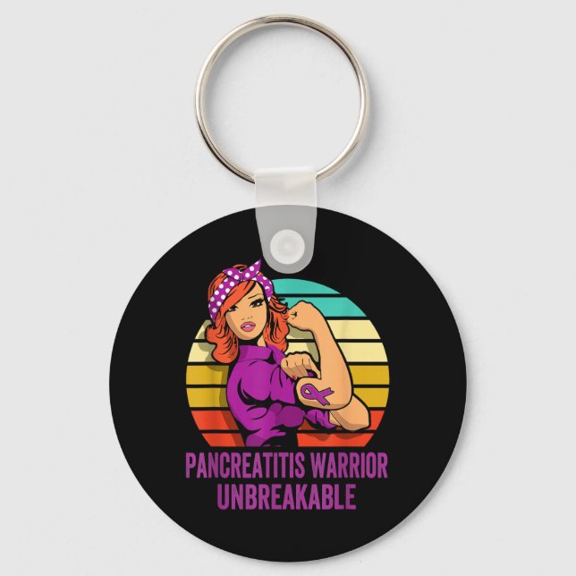 Pancreatitis Warrior Shirt Unbreakable Key Ring (Front)