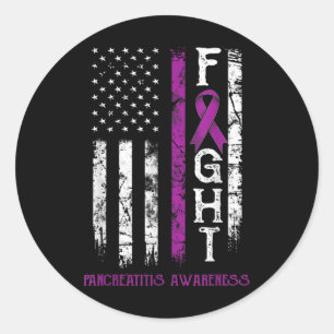 Pancreatitis Warrior Us Flag  Classic Round Sticker