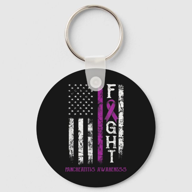 Pancreatitis Warrior Us Flag  Key Ring (Front)