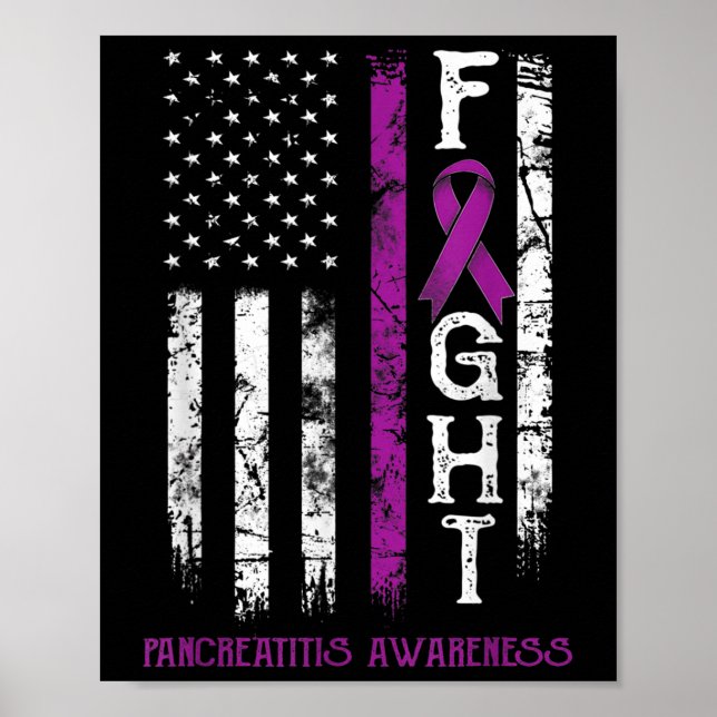 Pancreatitis Warrior Us Flag  Poster (Front)