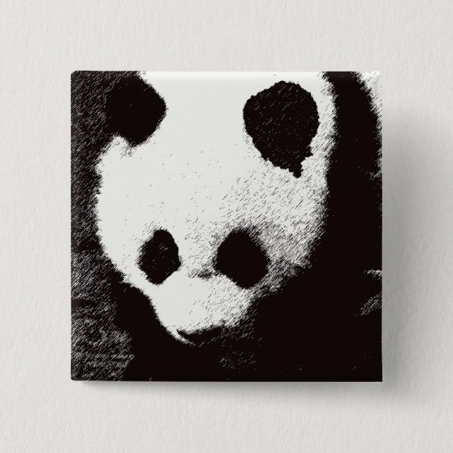 Panda 15 Cm Square Badge (Front)