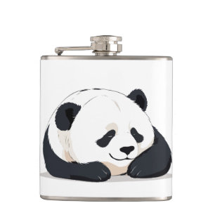 Panda Adorable Cute Animal Sleeping Relaxing Calm Hip Flask