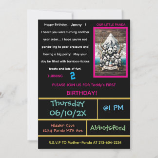  Panda Adventure: Birthday Party! Invitation