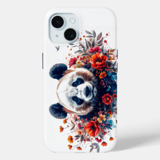 Panda Amongst Flowers iPhone 15 Case