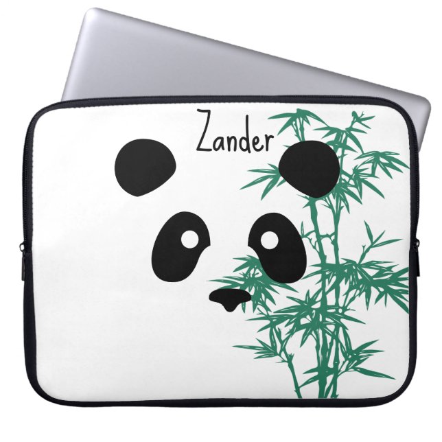 "Panda and Bamboo" Customisable Laptop Sleeve (Front)