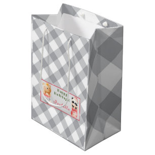 Panda and Bear Customise Text and Name Medium Gift Bag