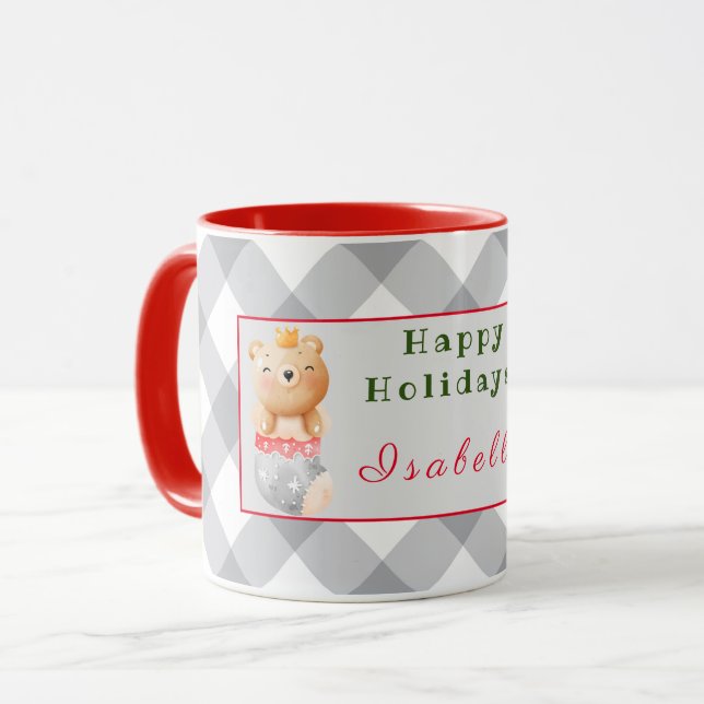 Panda and Bear Customise Text and Name Mug (Front Left)