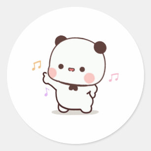 Panda And Brownie Bear Couple  Classic Round Sticker