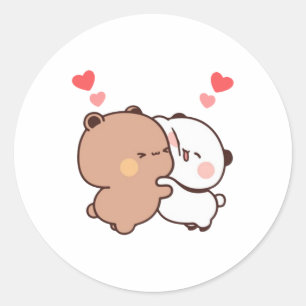 Panda And Brownie Bear Couple  Classic Round Sticker