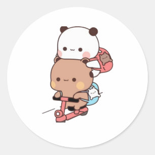 Panda And Brownie Bear Couple  Classic Round Sticker