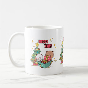 Panda And Brownie Bear Couple, Merry Christmas Coffee Mug