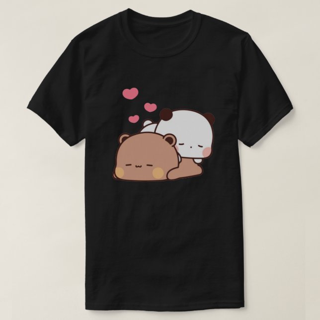Panda And Brownie Bear Couple  T-Shirt (Design Front)