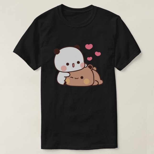 Panda And Brownie Bear Couple  T-Shirt (Design Front)