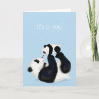 Panda and cub 'It's a boy' new baby card
