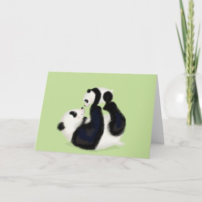 Panda and cub Mothering Sunday card (Front)