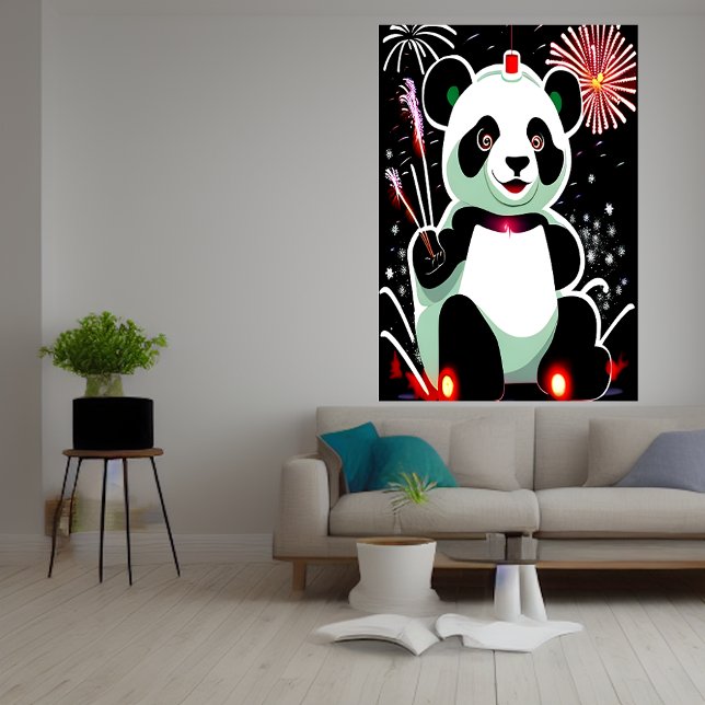 Panda and firework | AI Art Poster (Creator Uploaded)