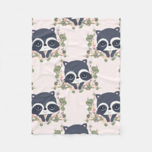 Panda And Flower Tattoo Fleece Blanket