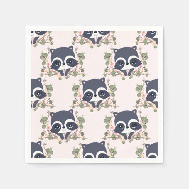 Panda And Flower Tattoo Napkin (Front)